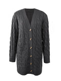 Chicmy-Urban Simple Loose Buttoned Solid Color Jacquard Cardigan Coat