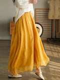 Chicmy-Casual Solid Color Chiffon Column Wide Leg Pants&Skirt