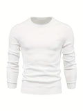 Plus Size Men's Solid Sweater  With Long Sleeves, Casual Pullover Knit Tops For Daily Life, Men Clothing