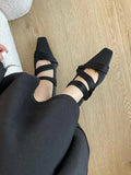 Chicmy-Solid Color Square-Toe Flat Shoes