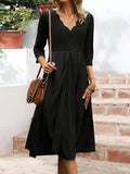Chicmy Elegant Black V-Neck Slim Fit Knit Dress