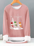 ChicmyWomen Loose Christmas Snowman Casual Crew Neck Thicken Sweatshirt