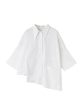 Chicmy-Creamy White Cropped Three-Quarter Sleeve Shirt