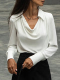 Chicmy-Urban Long Sleeves Solid Color Heaps Collar Blouses&Shirts Tops