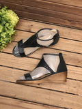 ChicmyJFN  Women Casual Leather Comfy Wedge Sandals