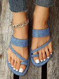 ChicmyCasual Denim Shoes Toe Ring Slide Jean Sandals Jean Slippers