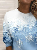 ChicmyWomen Christmas Crewneck Sweatshirt Fashion snowflake Print Long Sleeve Shirt Casual Loose Fit Top