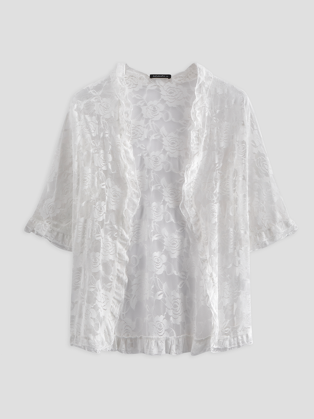 ChicmyBreathable Casual Cute Jacket Short Sleeve Solid Color Floral Lace Wedding Knit Jacket