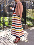 Chicmy-High Waisted Contrast Color Striped Skirts Bottoms