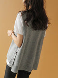 Chicmy-Fall Outfits Simple Sleeveless Loose Buttoned Solid Color Round-Neck Sweater Vest Outerwear