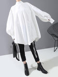 Chicmy-Drawstring Cropped Loose Stand Collar Shirt