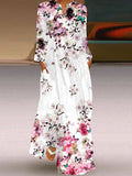 Chicmy- Floral Print Casual Long Sleeve Maxi Dress