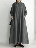 CHICMY-Graduation gift, graduation evening dress Striped Buttoned Plus Size Loose Lapel Shirt Dress Maxi Dresses