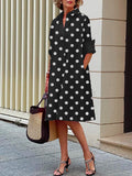 Chicmy-Vintage Long Sleeves Polka Dot Lapel Midi Dresses