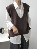 Chicmy-Knitting Irregularity Solid V-Neck Vest