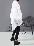 Chicmy-Drawstring Cropped Loose Stand Collar Shirt