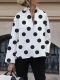 Chicmy-Long Sleeves Loose Polka-Dot Lapel Collar Blouses&Shirts Tops