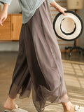 Chicmy-Casual Solid Color Chiffon Column Wide Leg Pants&Skirt