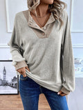 ChicmyLoose Plain Casual Shawl Collar Sweatshirt