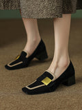 Chicmy-Contrast Color Square-Toe Mid Heels Loafers