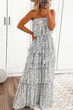 CHICMY-Women's Spring and Summer Outfits, Casual and Fashionable Elegant Bandeau Floral Maxi Dress