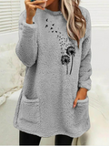 ChicmyLoose Fluff/Granular Fleece Fabric Crew Neck Casual Sweatshirt