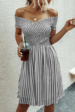 CHICMY-Women's Spring and Summer Outfits, Casual and Fashionable Fashion Short Sleeve Stripe Dress