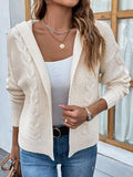 Chicmy-Solid Color Split-Joint Long Sleeves Loose Hooded Cardigan Tops