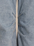 Chicmy-Pleated Pockets Split-Joint Streamer Loose Jean Pants Bottoms