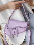 Chicmy-Urban Split-Joint Solid Color PU Shoulder Bag Saddle Bag