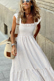 CHICMY-Women's Spring and Summer Outfits, Casual and Fashionable Multi Plaid Smocked Bust Maxi Dress