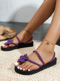 ChicmyAppliques Decor Two Way Wear Flip Flops Strappy Slide Sandals