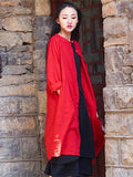 Chicmy-Soft Red Ramie Cotton Linen Cover-up Cardigan