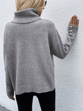 Chicmy-Casual Loose Solid Color High-Neck Long Sleeves Knitwear