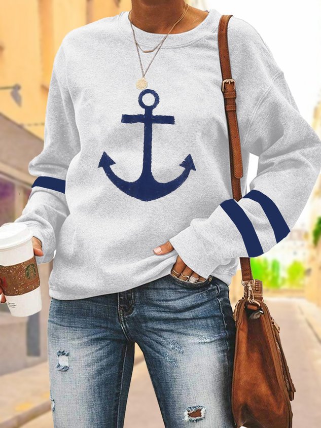 ChicmyPrinting Anchor Casual Loose Sweatshirt