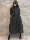 Chicmy-Original Solid Corduroy Lapel Dress