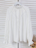 Chicmy-Vintage Urban White Loose Puff Sleeves Blouse