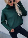 Chicmy-Casual Loose Solid Color High-Neck Long Sleeves Knitwear