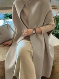 Chicmy-Simple Sleeveless Solid Color Round-Neck Cape Outerwear