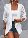 ChicmyPlain Lace Casual Shawl Collar Kimono