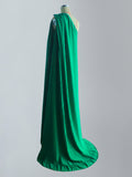 Chicmy-Banquet Sleeveless Loose Pleated Falbala Solid Color One-Shoulder Maxi Dresses