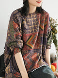 Chicmy-Ethnic Style Round Neck Print Sweater
