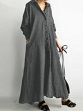 CHICMY-Graduation gift, graduation evening dress Striped Buttoned Plus Size Loose Lapel Shirt Dress Maxi Dresses