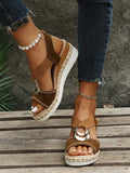 ChicmyMetal Woven Wedge Platform Roman Sandals