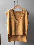 Chicmy-Knitting Irregularity Solid V-Neck Vest