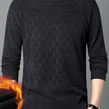 ChicMy-Fall Outfits   Thermal Knitted Cable Jacquard  Sweater, Men's Casual Warm Slightly Stretch Crew Neck Pullover Sweater For Men Fall Winter