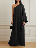 Chicmy-Simple Asymmetric Solid Color One-Shoulder Maxi Dresses