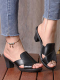 ChicmyVintage Cutout Chunky Heel Mule Sandals