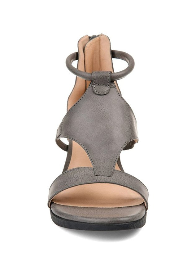 ChicmyJFN  Women Casual Leather Comfy Wedge Sandals
