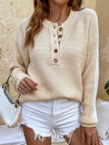 Chicmy-Casual Long Sleeves Solid Color Round-Neck Sweater Tops